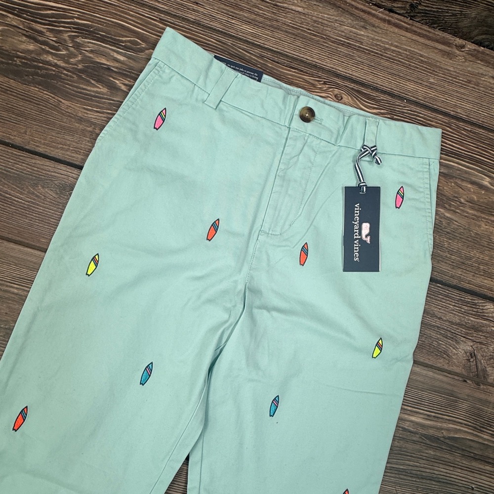 Vineyard Vines Boys Breaker Pants Size 14 Aqua Sky Embroidered Surfboard NEW